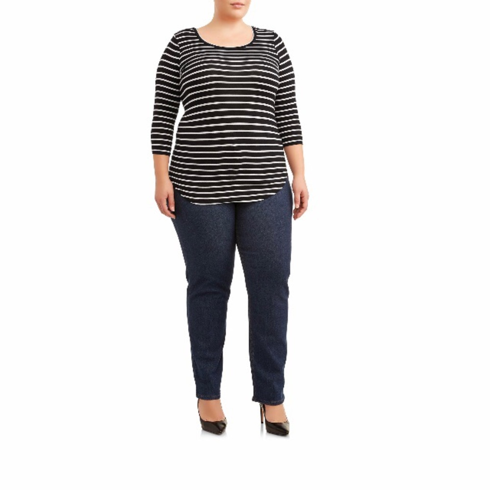 Terra & Sky Women's Plus Straight Leg Jeans Petite - Picture 2 of 3